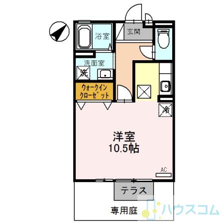 パークサイドヒロツグ(ワンルーム/1階)の間取り写真