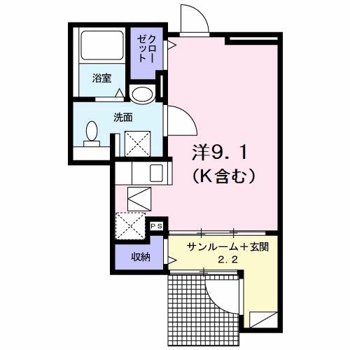 メゾン・アンジュ(ワンルーム/1階)の間取り写真