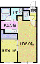 ガレドシエル(1LDK/3階)の間取り写真