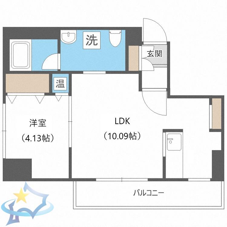 レジディア大通西(1LDK/6階)の間取り写真