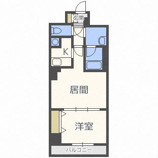 ビッグパレス南5条(1LDK/13階)の間取り写真