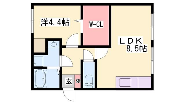 岡崎コーポ(1LDK/2階)の間取り写真