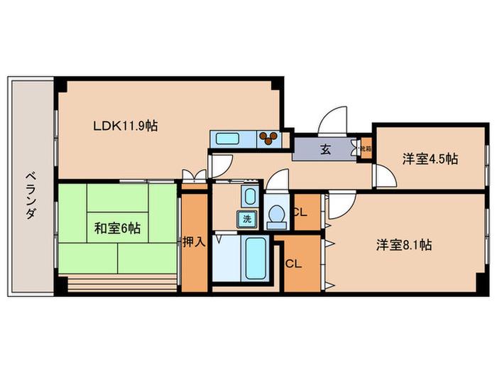 エルティ932(3LDK/12階)の間取り写真