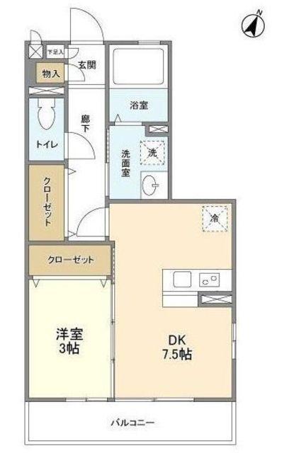 ル ヴェール(1DK/1階)の間取り写真