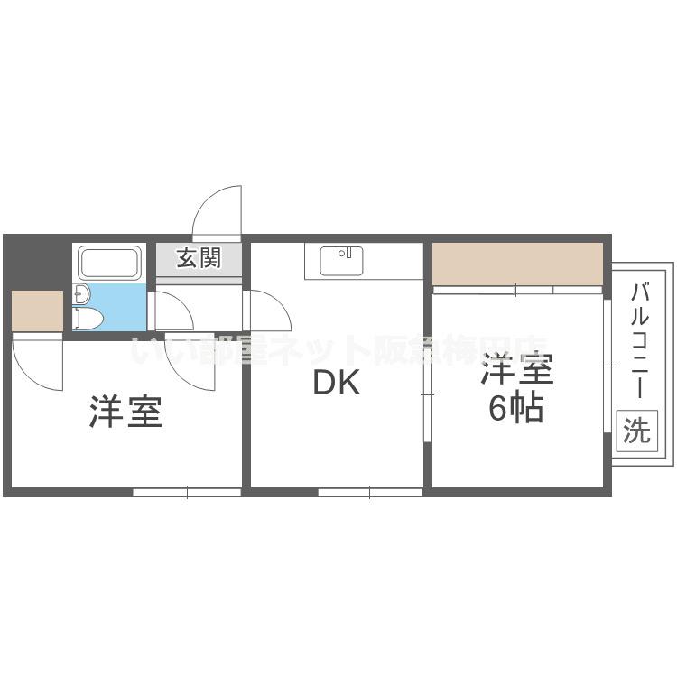 大和田ローズマンション(2DK/2階)の間取り写真