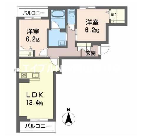 メゾン・ド・ポワール(2LDK/3階)の間取り写真