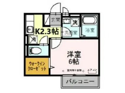 ソレイル香里園(1K/2階)の間取り写真