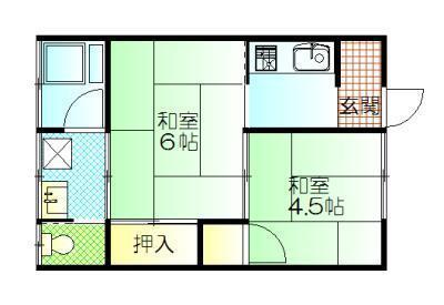 泉コーポ(2K/2階)の間取り写真