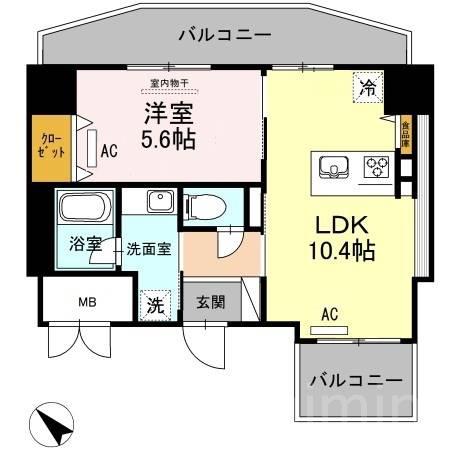 PALAIS FELICIA(1LDK/6階)の間取り写真