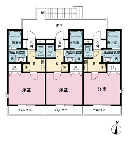 ベイサイドヴィラC棟(1K/1階)の間取り写真