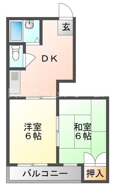 古川ビレッジ(2DK/4階)の間取り写真