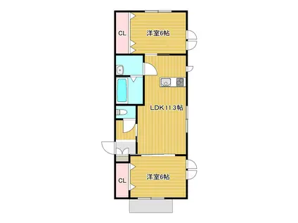 エミーノファースト(2LDK/1階)の間取り写真