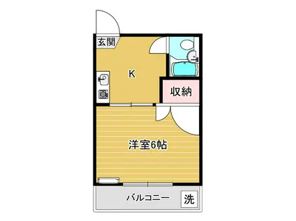 ビッグヨコヤマ(1K/2階)の間取り写真