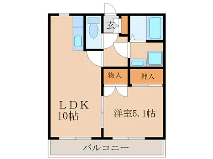 グランヒル小川(1LDK/1階)の間取り写真