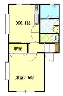 メゾンド菅原 三八 E(1DK/1階)の間取り写真