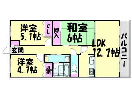 パークピア末広(3LDK/2階)の間取り写真