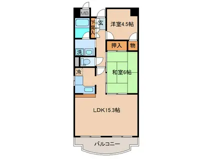 ユタカ第2ビル(2LDK/9階)の間取り写真