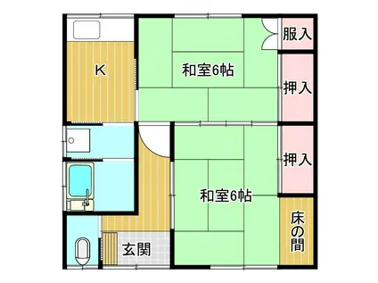 コーポタカノ(2K/1階)の間取り写真