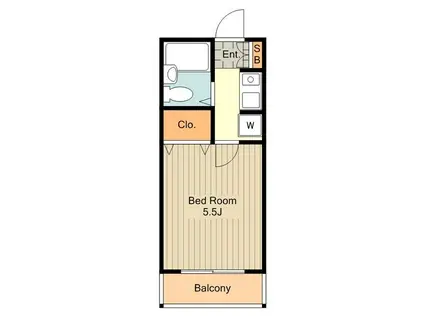 グランド ペア(1K/1階)の間取り写真