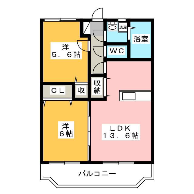 ソレイユ(2LDK/2階)の間取り写真