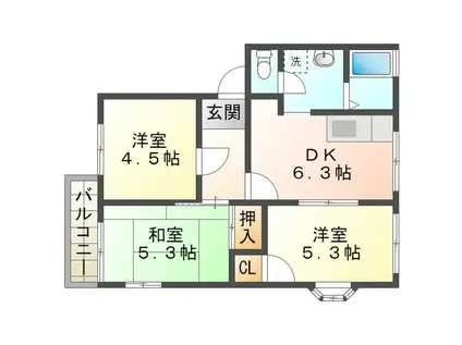 射場コーポJ(3DK/2階)の間取り写真