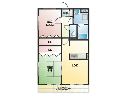 とくしげヒルII(2LDK/2階)の間取り写真