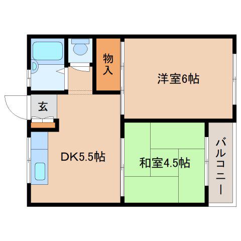 ニュー芝ハイツ(2DK/2階)の間取り写真