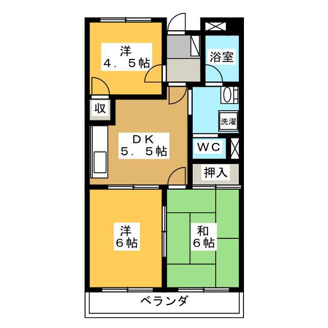 ハイツリバーランド(3DK/2階)の間取り写真