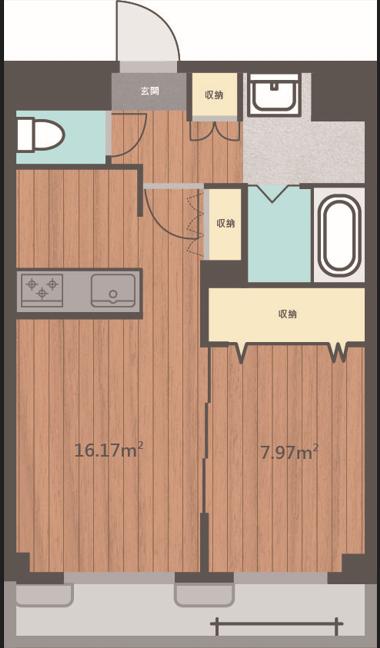 DOMO原水(1LDK/2階)の間取り写真