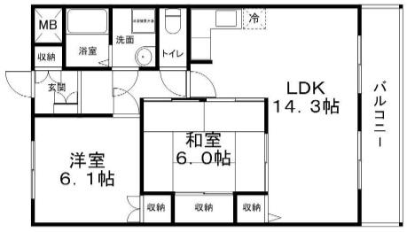 ハイツメロディ(2LDK/1階)の間取り写真
