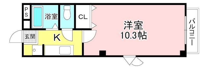 プロニティ岡出(1K/3階)の間取り写真