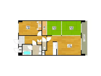 パインコート江坂I(3LDK/3階)の間取り写真