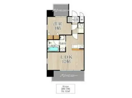 CITY SPIRE西中島(1LDK/6階)の間取り写真