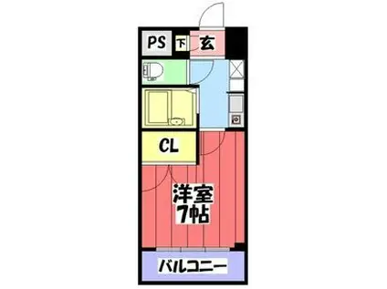 セントラルハイツ筒井(1K/4階)の間取り写真