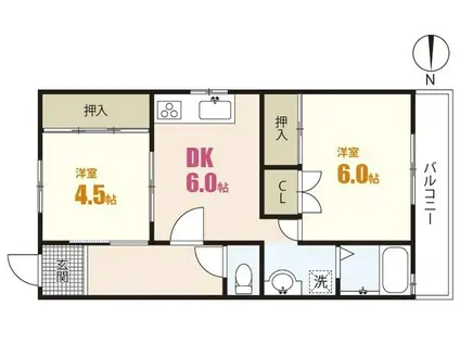 ドルチェ(2DK/1階)の間取り写真