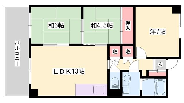 アルコ・ラ・カーサ佃町II(3LDK/7階)の間取り写真