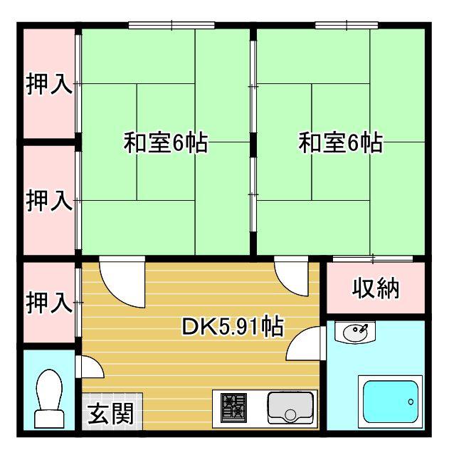 小川アパート(2DK/2階)の間取り写真
