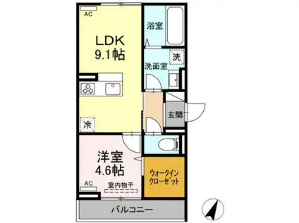 DーROOMCVII(1LDK/2階)の間取り写真