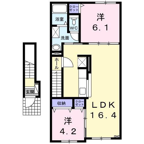 プチヴェールII(2LDK/2階)の間取り写真