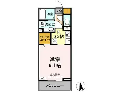 ラ・ヴィータII(1K/1階)の間取り写真