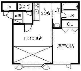 ブルーソールC(1LDK/2階)の間取り写真