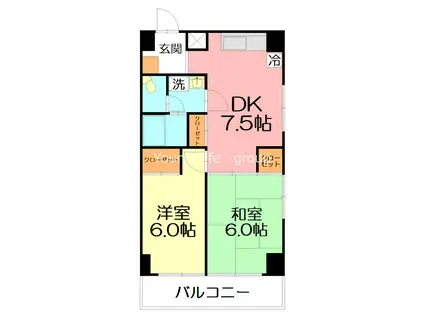 第1高橋マンション(2DK/4階)の間取り写真