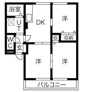 エリーハイツ(3DK/2階)の間取り写真