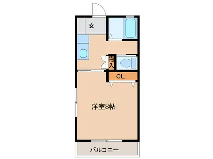 ブライトハウス(1K/2階)の間取り写真