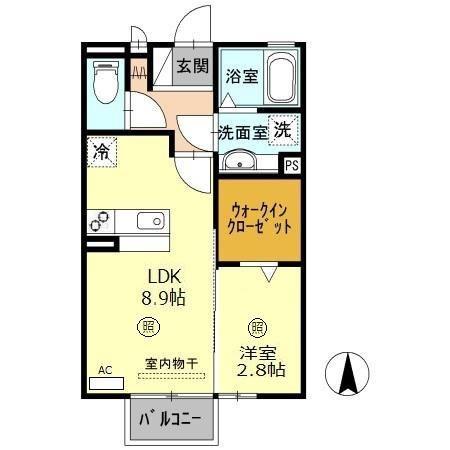 カーサ フェリーチェ(1LDK/2階)の間取り写真