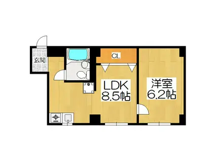 サンローラン新十条(1LDK/5階)の間取り写真