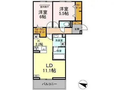 リシェスみのり台 A・B・C C棟(2LDK/3階)の間取り写真