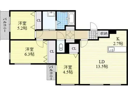 BLANC(3LDK/2階)の間取り写真