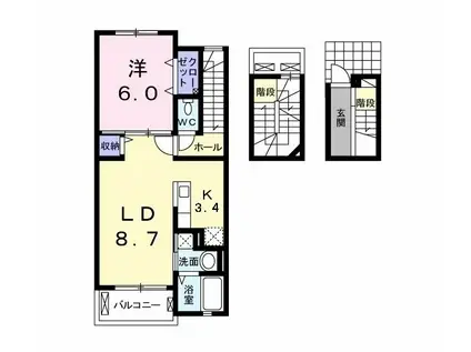 サンフォレスト(1LDK/3階)の間取り写真