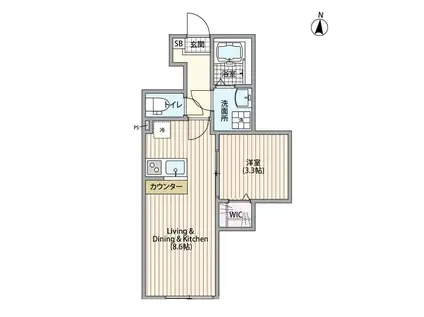 LAVARE新中里(1LDK/1階)の間取り写真